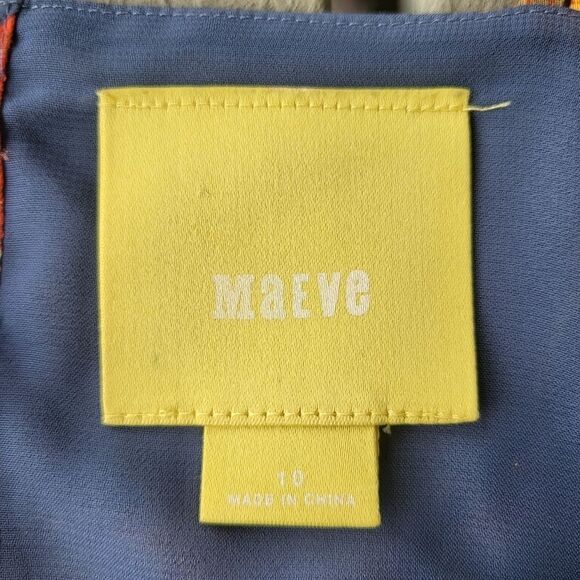 Anthro Maeve Peony Slip Dress Silk Blend Floral Strappy Open Back Blue Size 10 - Picture 10 of 13